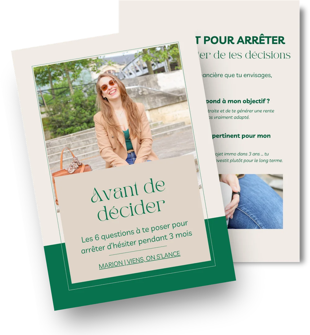 La checklist Avant de décider, sa couverture et la page des 6 questions