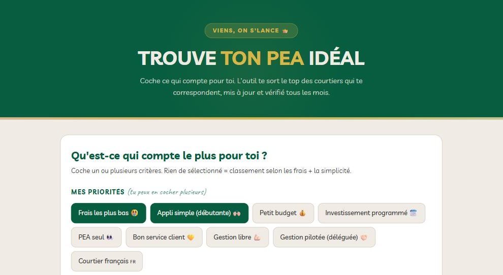 Le comparateur PEA avec les critères à cocher pour trouver ton courtier et savoir où ouvrir un PEA
