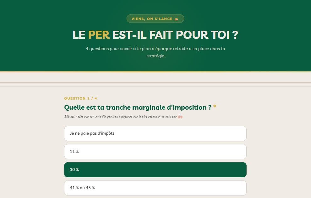 Faut-il ouvrir un PER ? Le quiz : la première des quatre questions et ses réponses